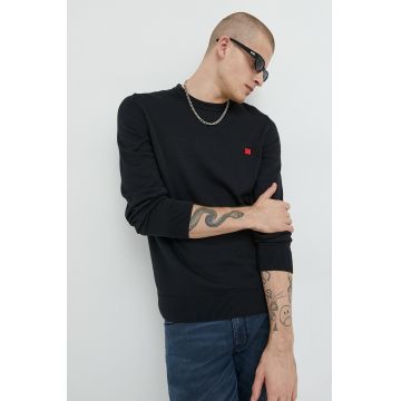 HUGO pulover de bumbac bărbați, culoarea negru, light 50475083