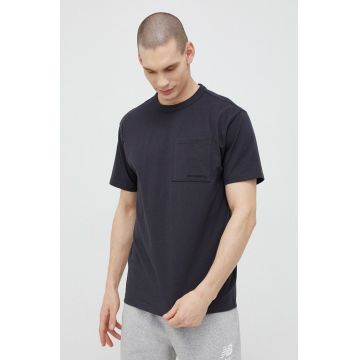 New Balance tricou din bumbac culoarea negru, uni MT23567PHM-PHM