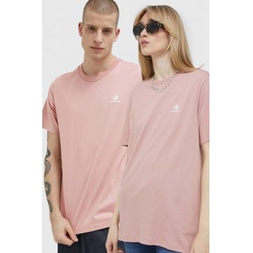 Converse tricou din bumbac culoarea roz, neted