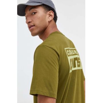Converse tricou din bumbac culoarea verde, cu imprimeu