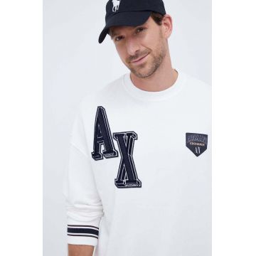 Armani Exchange bluza barbati, culoarea alb, cu imprimeu