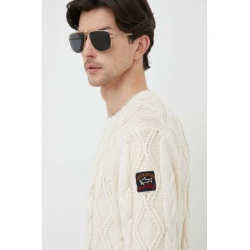 Paul&Shark pulover de lana barbati, culoarea bej, călduros