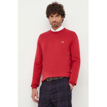 La Martina pulover din amestec de lana barbati, culoarea rosu, light