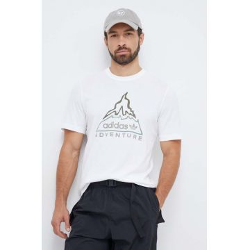 adidas Originals tricou din bumbac barbati, culoarea bej, cu imprimeu