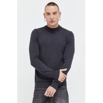 HUGO pulover de lana barbati, culoarea gri, light