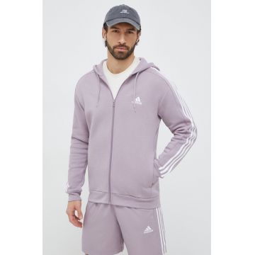 adidas bluză bărbați, culoarea violet, cu glugă, cu imprimeu IS0009