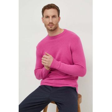 United Colors of Benetton pulover din amestec de lana barbati, culoarea roz, light