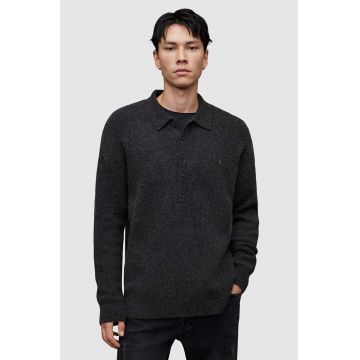 AllSaints pulover de lana SHAPLEY LS POLO culoarea negru