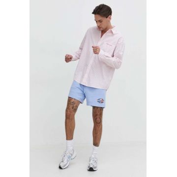 Tommy Jeans cămașă din bumbac bărbați, culoarea roz, cu guler clasic, relaxed DM0DM18956