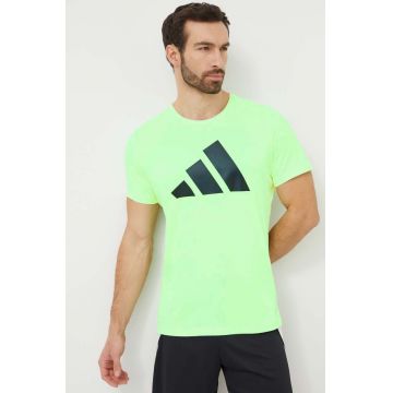 adidas Performance tricou de alergare Run It culoarea verde, cu imprimeu IN0078