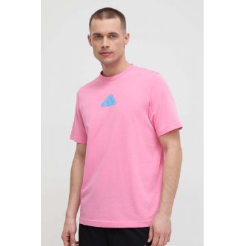 adidas Performance tricou de antrenament culoarea roz, cu imprimeu IS2397