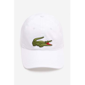 Lacoste șapcă de baseball din bumbac culoarea alb, cu imprimeu