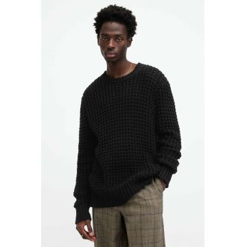 AllSaints pulover de bumbac ILLUND culoarea negru, călduros