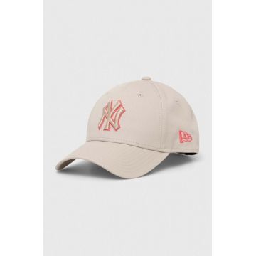 New Era șapcă de baseball din bumbac culoarea gri, cu imprimeu, NEW YORK YANKEES