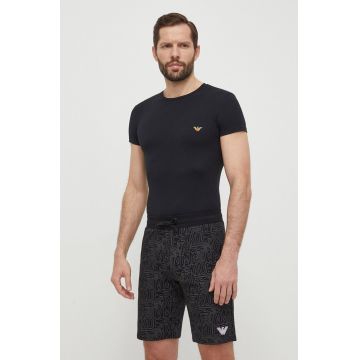 Emporio Armani Underwear tricou lounge culoarea negru, cu imprimeu, 111035 4R513