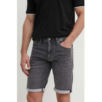 Pepe Jeans pantaloni scurti jeans SLIM GYMDIGO SHORT barbati, culoarea gri, PM801075UH3