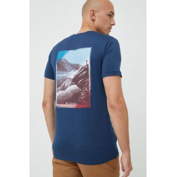 Columbia tricou sport culoarea albastru marin, cu imprimeu