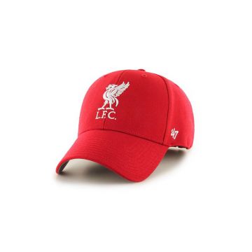 47brand șapcă Liverpool FC culoarea roșu, cu imprimeu EPL-MVP04WBV-RDB