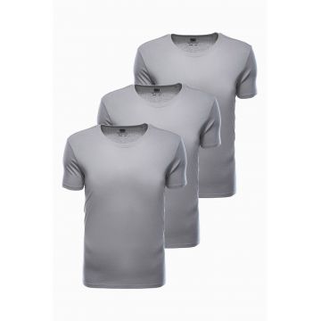 Set de tricouri de bumbac cu decolteu la baza gatului - 3 piese