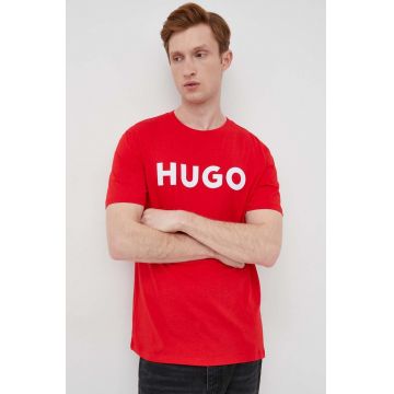 HUGO tricou din bumbac culoarea roșu, cu imprimeu 50467556