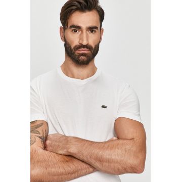 Lacoste tricou din bumbac culoarea alb, uni TH2038-166