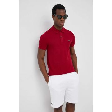 Lacoste polo de bumbac culoarea bordo, uni PH4012-001