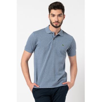 Tricou polo din material pique cu detaliu logo brodat