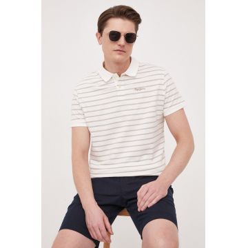 Pepe Jeans polo de bumbac culoarea bej, modelator