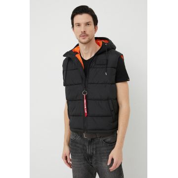 Alpha Industries vestă bărbați, culoarea negru, de tranziție 118110.03-Black