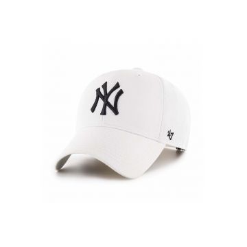 47brand șapcă de baseball din bumbac MLB New York Yankees culoarea alb, cu imprimeu