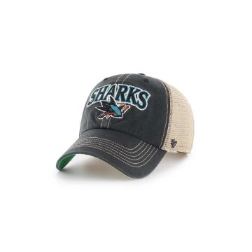 47brand șapcă NHL San Jose Sharks culoarea negru, cu imprimeu H-TSCLA22LAP-VB