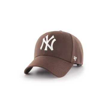 47brand șapcă din amestec de lână MLB New York Yankees culoarea maro, cu imprimeu