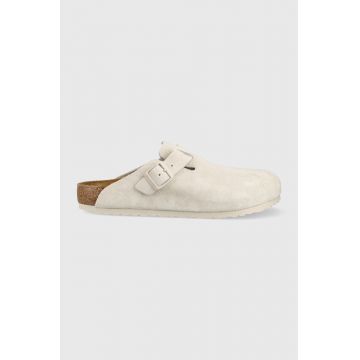 Birkenstock papuci din piele Boston culoarea alb, Boston 1024731-White