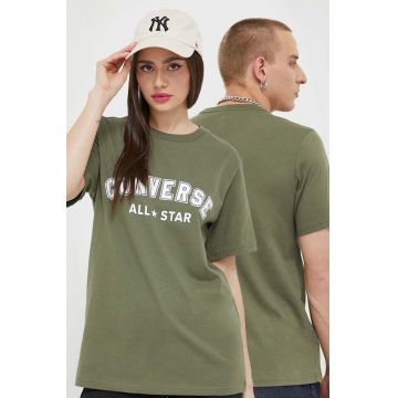 Converse tricou din bumbac culoarea verde, cu imprimeu