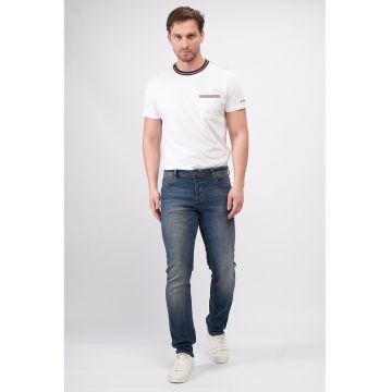 Blugi slim fit cu aspect decolorat