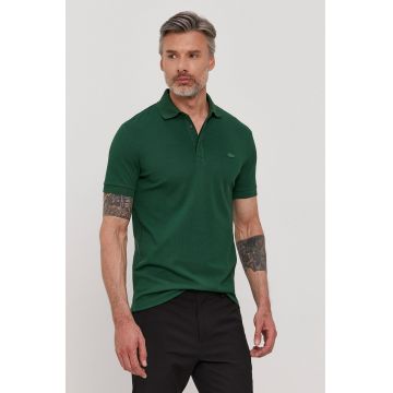 Lacoste tricou polo bărbați, culoarea verde, uni