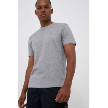 Napapijri tricou din bumbac culoarea gri, melanj