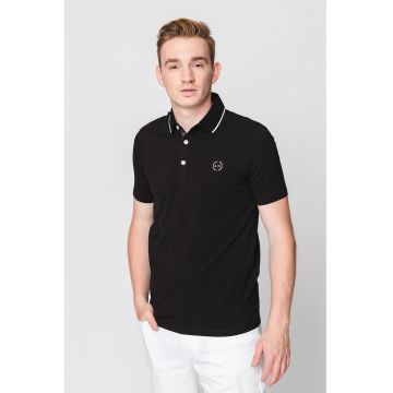 Tricou polo slim fit cu logo pe piept