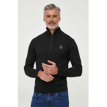 Boss Orange pulover din amestec de casmir BOSS ORANGE culoarea negru, light, cu turtleneck