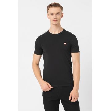 Tricou slim fit cu decolteu la baza gatului