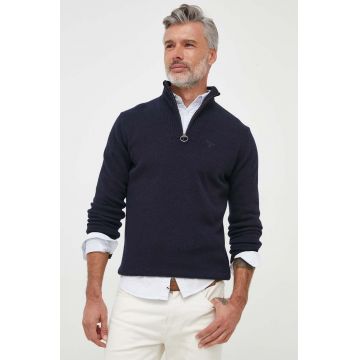 Barbour pulover de lana barbati, culoarea albastru marin, light, cu turtleneck