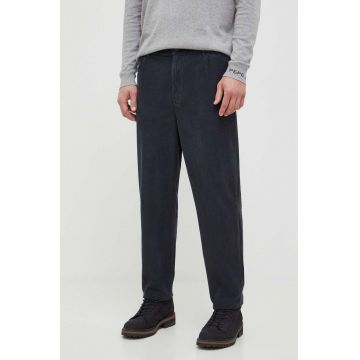 Barbour pantaloni de catifea corduroy Highgate Cord Trouser culoarea bleumarin, drept MTR0675