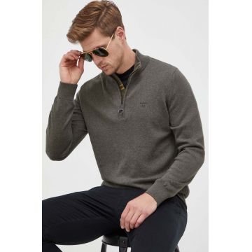 Barbour pulover de bumbac culoarea verde, cu turtleneck