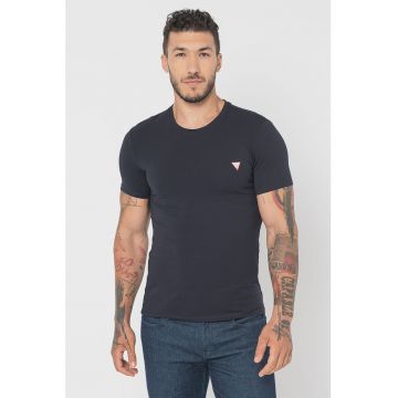 Tricou slim-fit cu decolteu la baza gatului