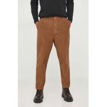 Barbour pantaloni de catifea corduroy Highgate Cord Trouser culoarea maro, drept MTR0675