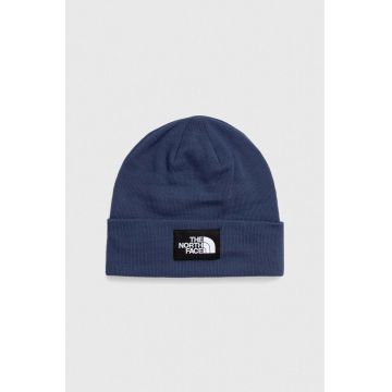 The North Face caciula culoarea albastru marin, din tricot gros