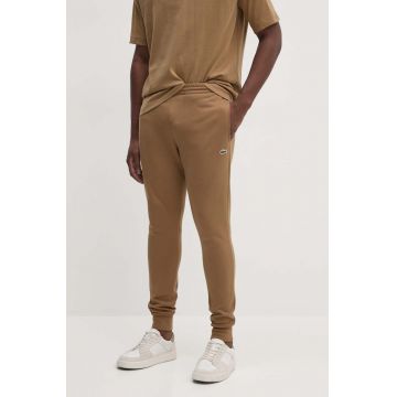 Lacoste pantaloni de trening bărbați, culoarea maro, uni