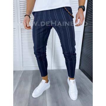 Pantaloni barbati casual regular fit bleumarin in dungi B1704 61-5 E~