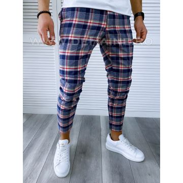 Pantaloni barbati casual regular fit in carouri B1731 P18-4.3/ E 14-2