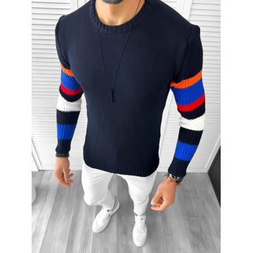 Pulover barbati gros slim fit bleumarin T3588 Y10